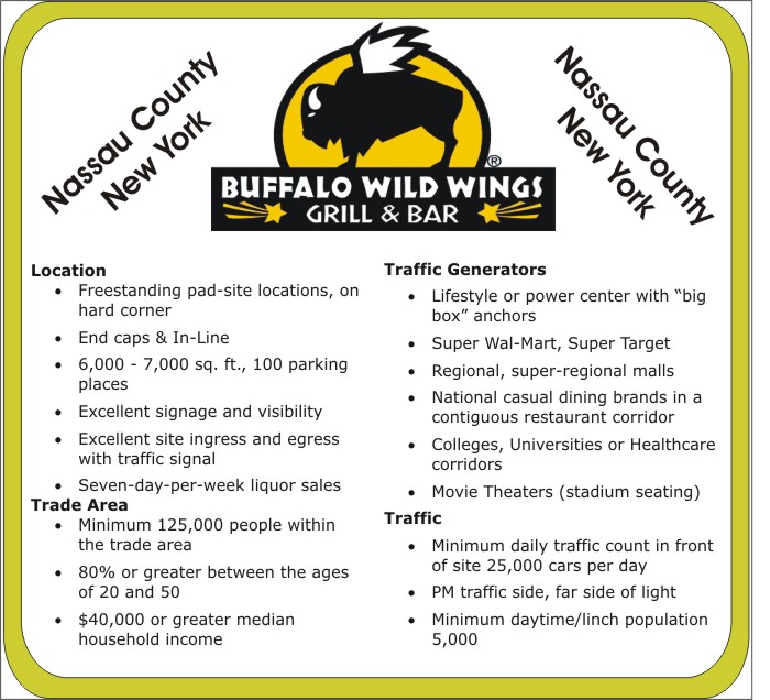Buffalo Wild Wings - Site Criteria